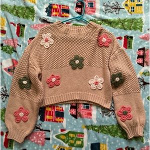 Shein Flower Cropped Sweater